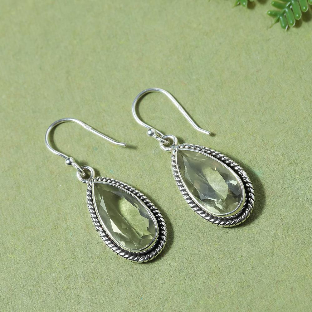 Sterling cheapest Silver Green Amethyst Earrings