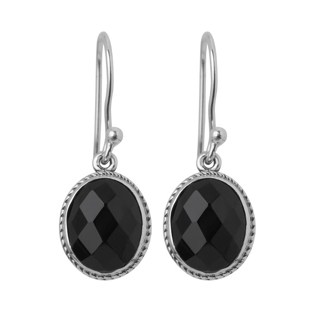 Black Onyx Solid 925 Sterling Silver Dangle Earrings - YoTreasure