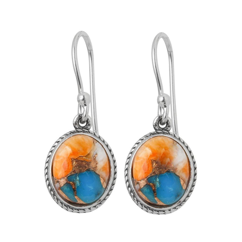 Oyster Copper Turquoise Solid 925 Sterling Silver Dangle Earrings - YoTreasure