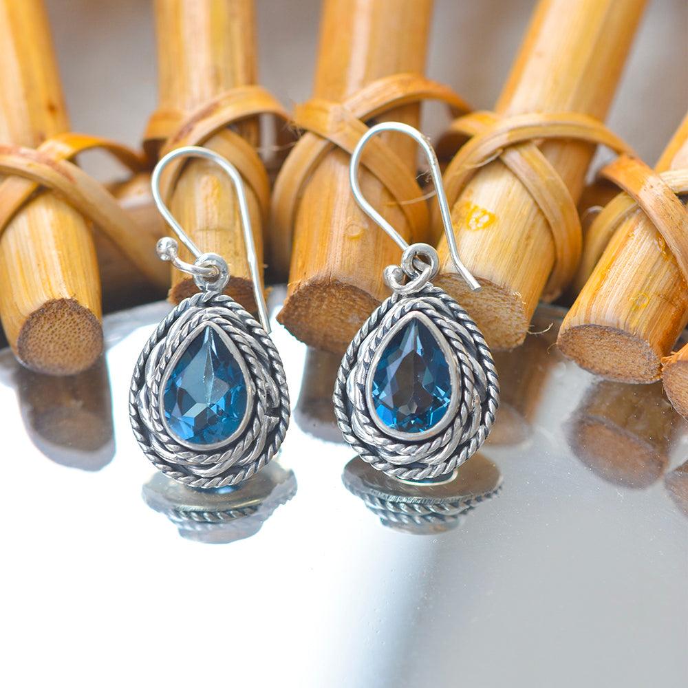 London Blue Topaz Solid 925 Sterling Silver Dangle Earrings Jewelry - YoTreasure