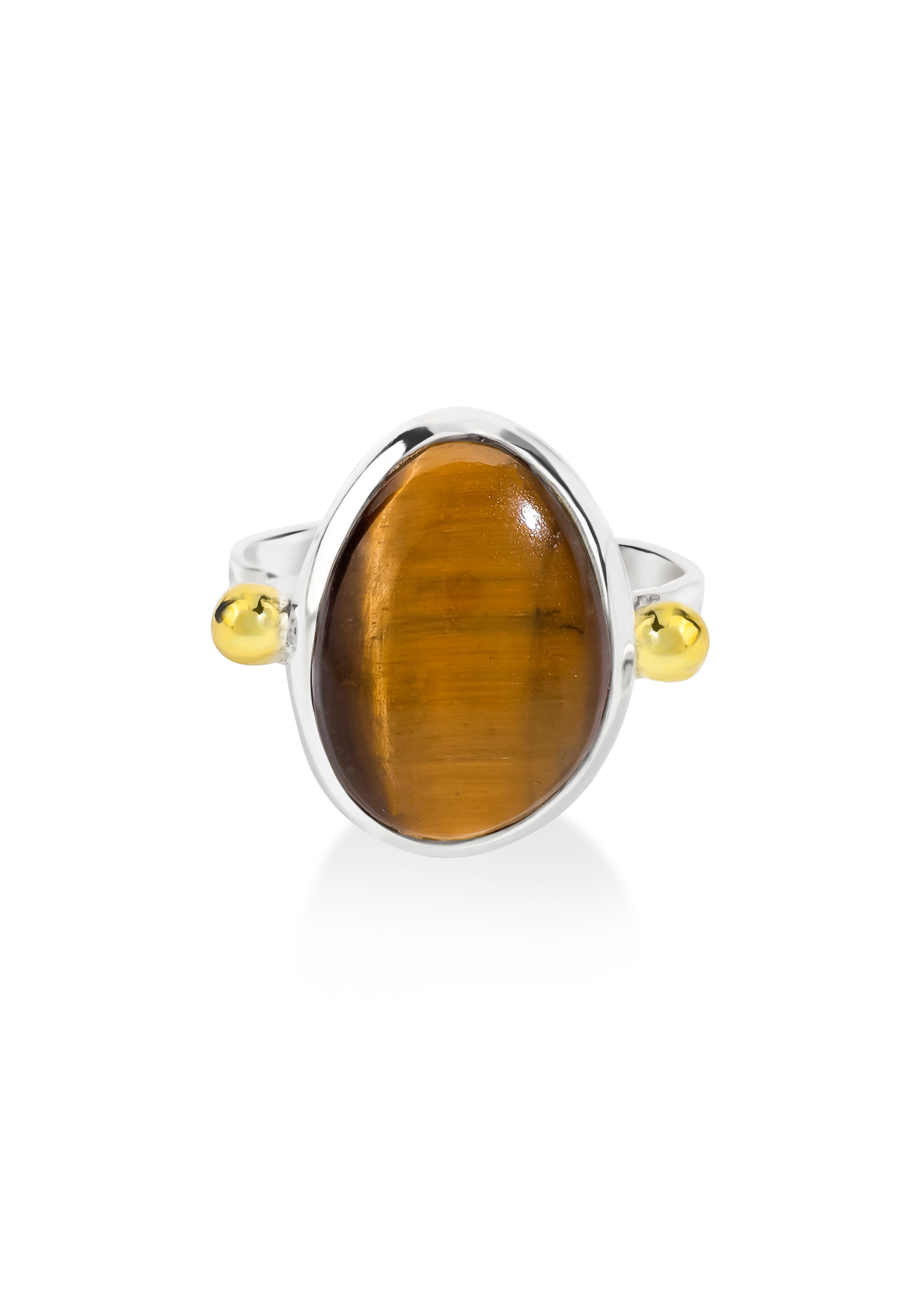 Solid 925 Sterling Silver Oval Tiger