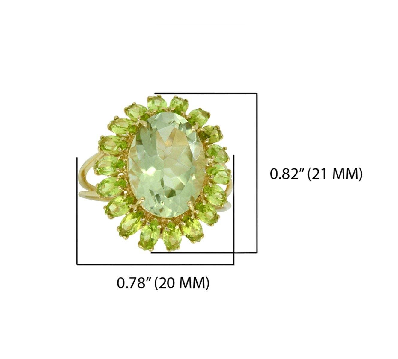 7.66 Ct Green Amethyst Peridot Solid 14k Yellow Gold Cluster Ring Jewelry - YoTreasure