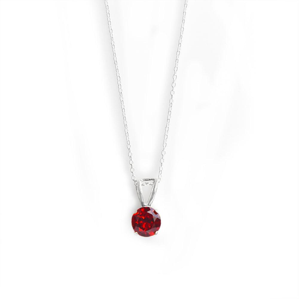 3/4" Natural Garnet 925 Solid Sterling Silver Pendant Necklace With Chain - YoTreasure