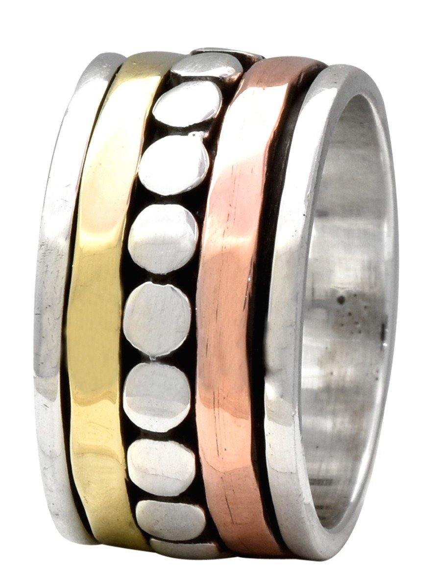 925 Sterling Silver Brass Copper Band Ring Silver Jewelry - YoTreasure