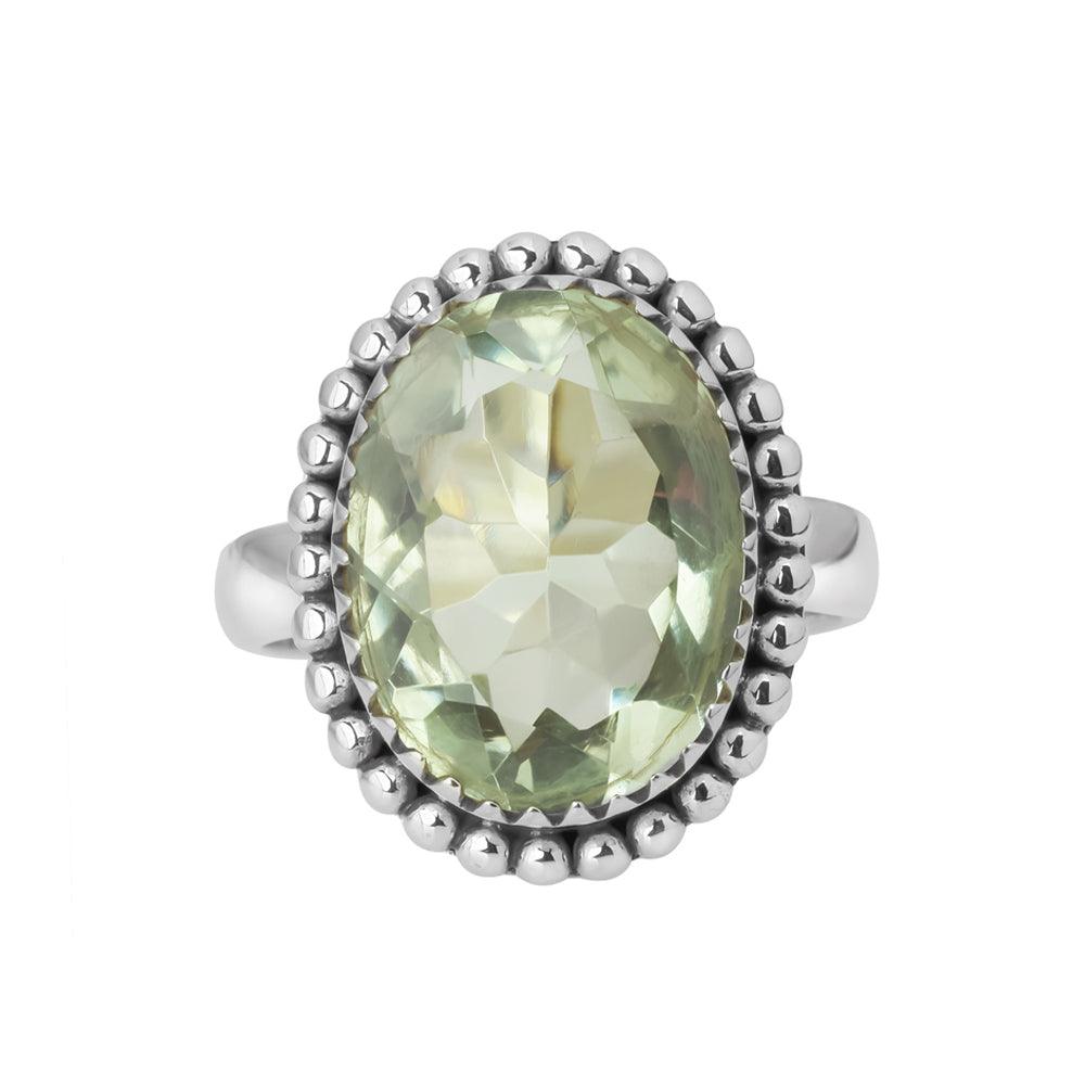 Green Amethyst Solid 925 Sterling Silver Gemstone Ring Jewelry - YoTreasure