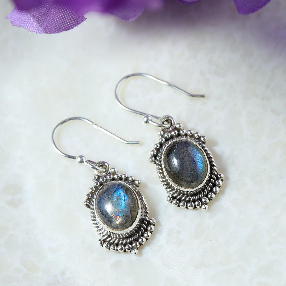 Labradorite Solid 925 Sterling Silver Dangle Earrings Gemstone Jewelry - YoTreasure