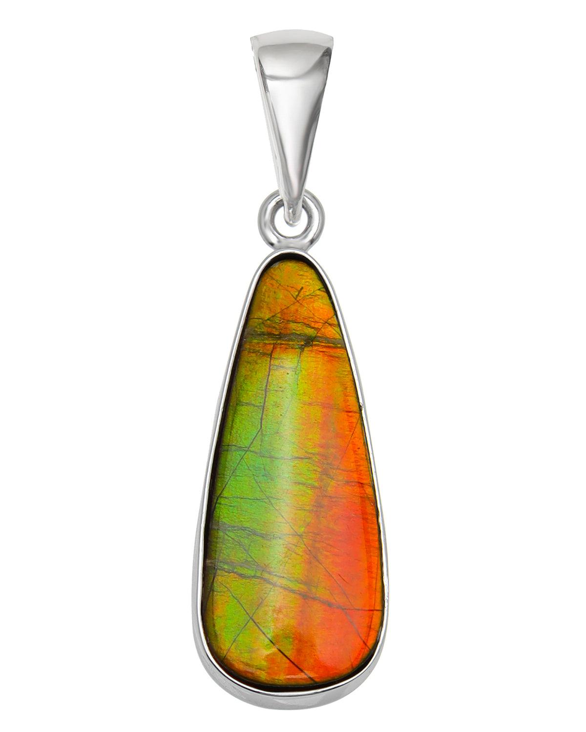 8.35 Ct. Ammolite .925 Sterling Silver Necklace Pendant Jewelry - YoTreasure