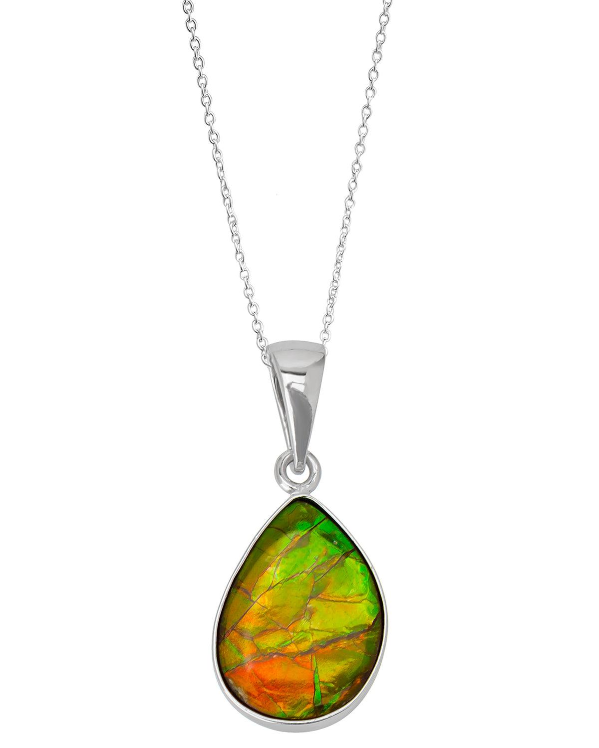 8.50 Ct. Ammolite 925 Sterling Silver Necklace Pendant Jewelry - YoTreasure