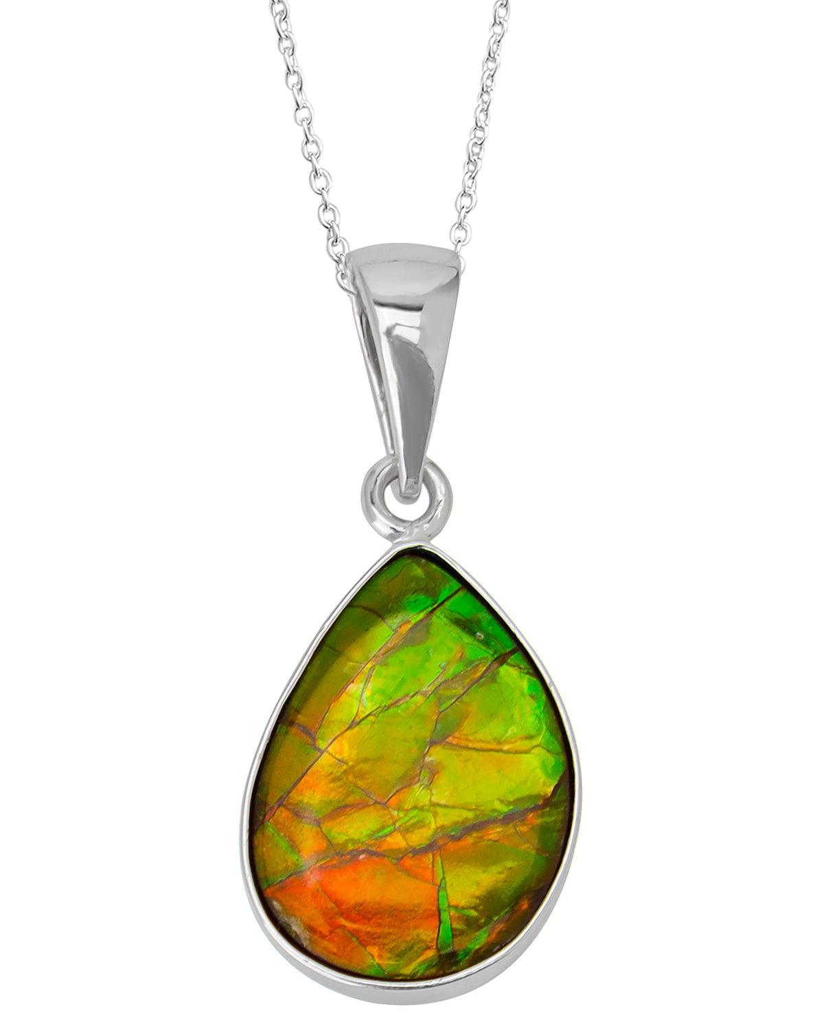 8.50 Ct. Ammolite 925 Sterling Silver Necklace Pendant Jewelry - YoTreasure