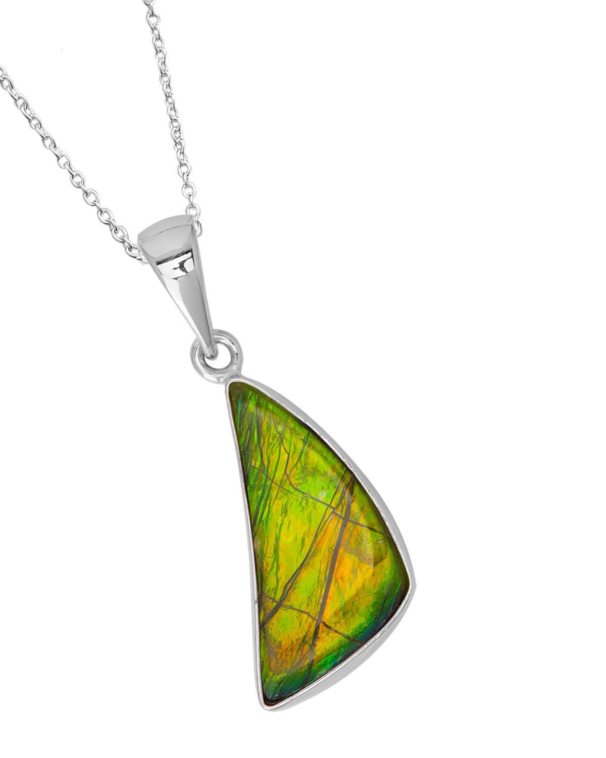 2.65 Ct. Ammolite 925 Sterling Silver Necklace Pendant Jewelry - YoTreasure