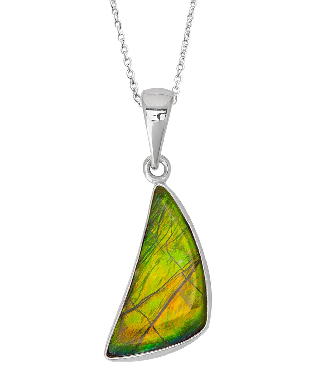 2.65 Ct. Ammolite 925 Sterling Silver Necklace Pendant Jewelry - YoTreasure