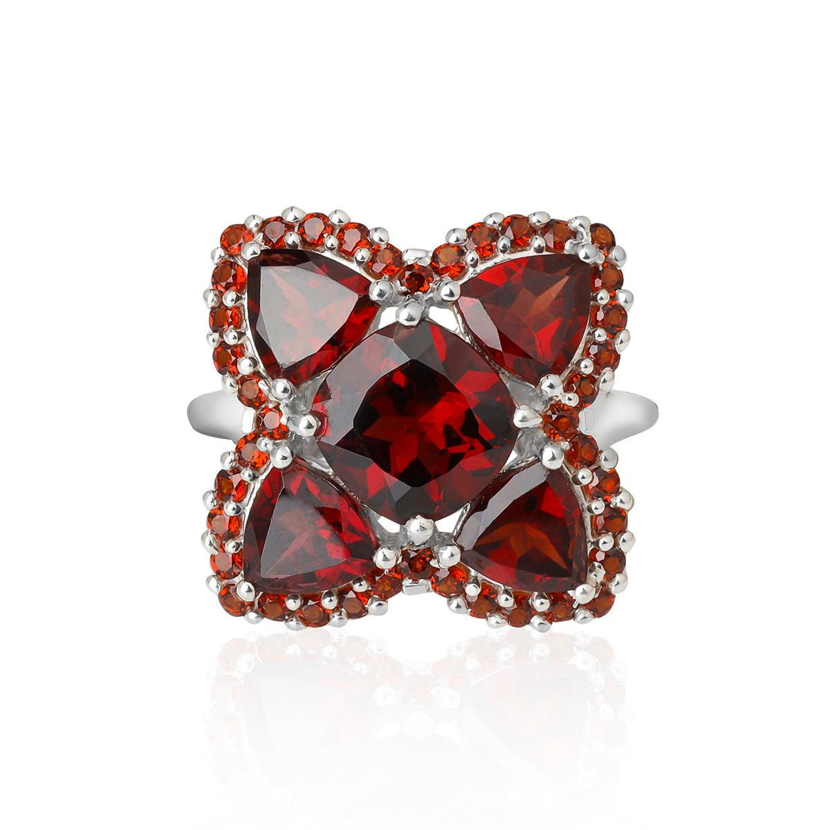 8x8 MM Garnet Solid 925 Sterling Silver Ring - YoTreasure