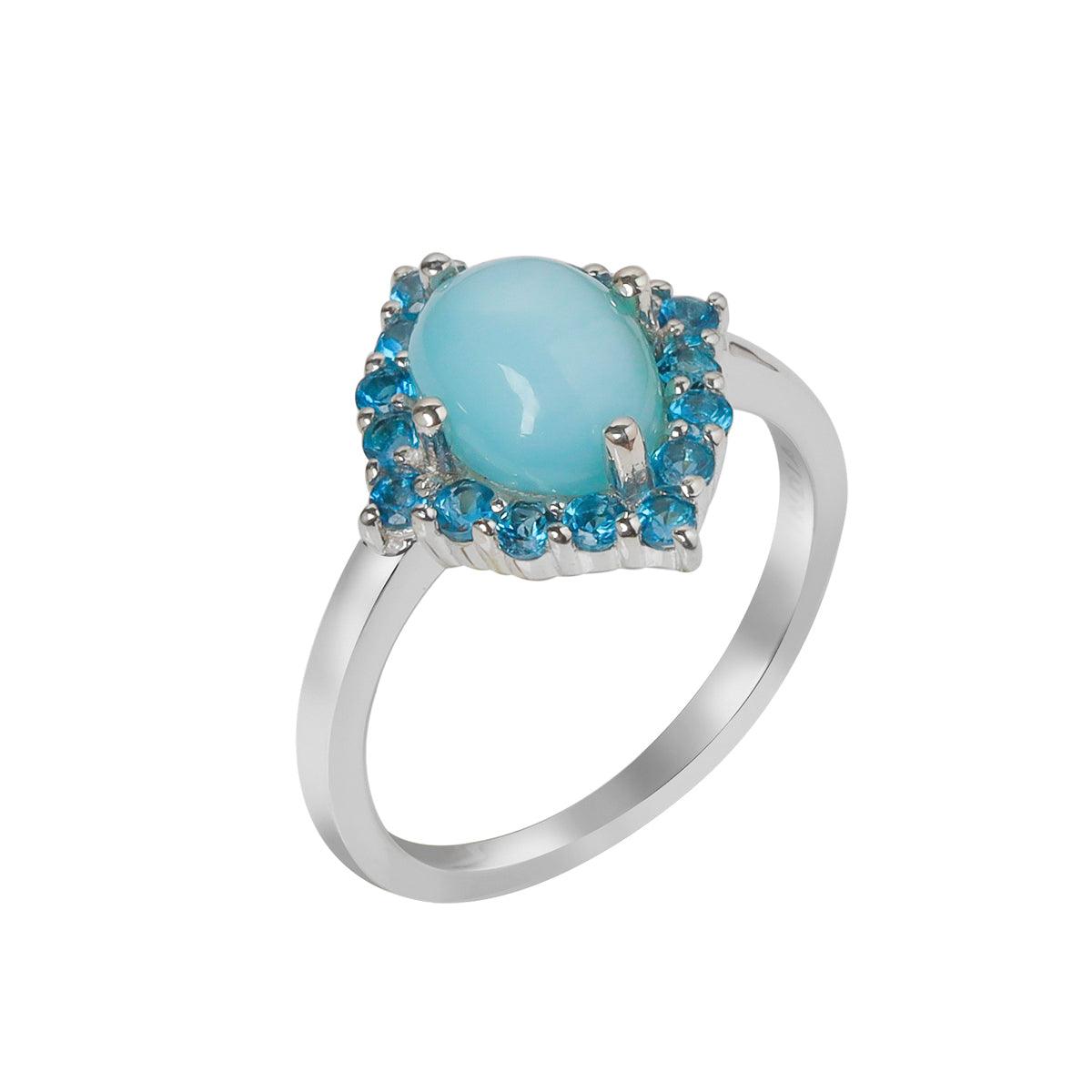 Larimar & London Blue Topaz Ring in 925 Sterling Silver - YoTreasure