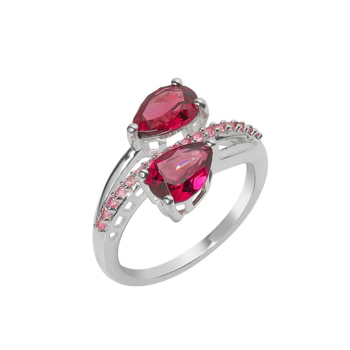 Rhodolite Garnet & Tourmaline 925 Sterling Silver Engagement Ring - YoTreasure