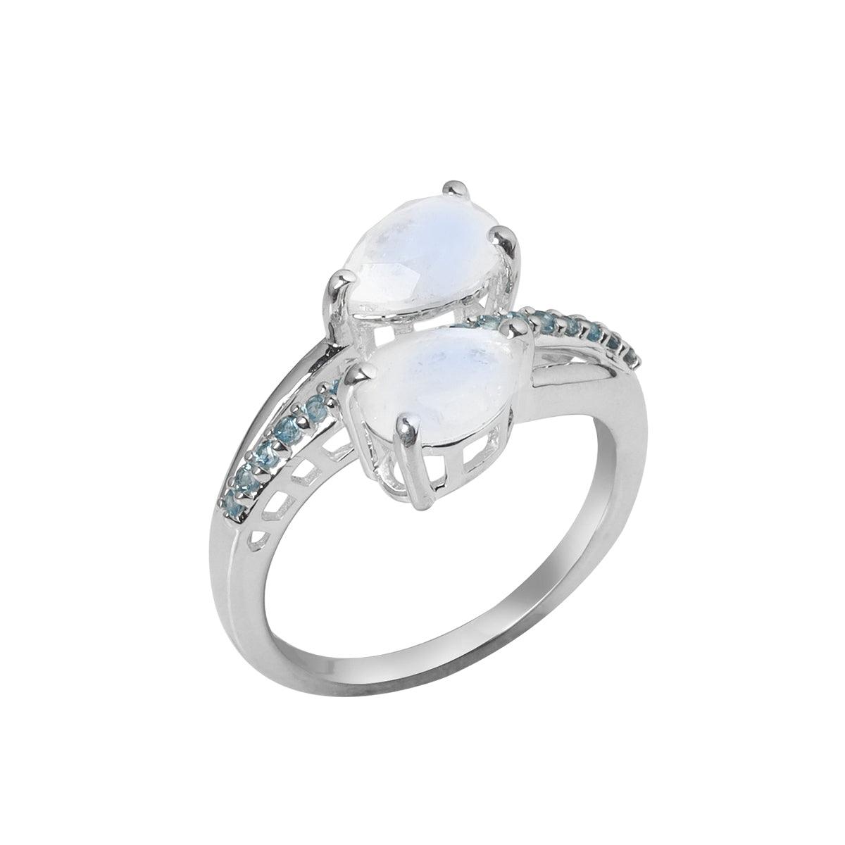 Moonstone & London Blue Topaz 925 Sterling Silver Engagement Ring - YoTreasure