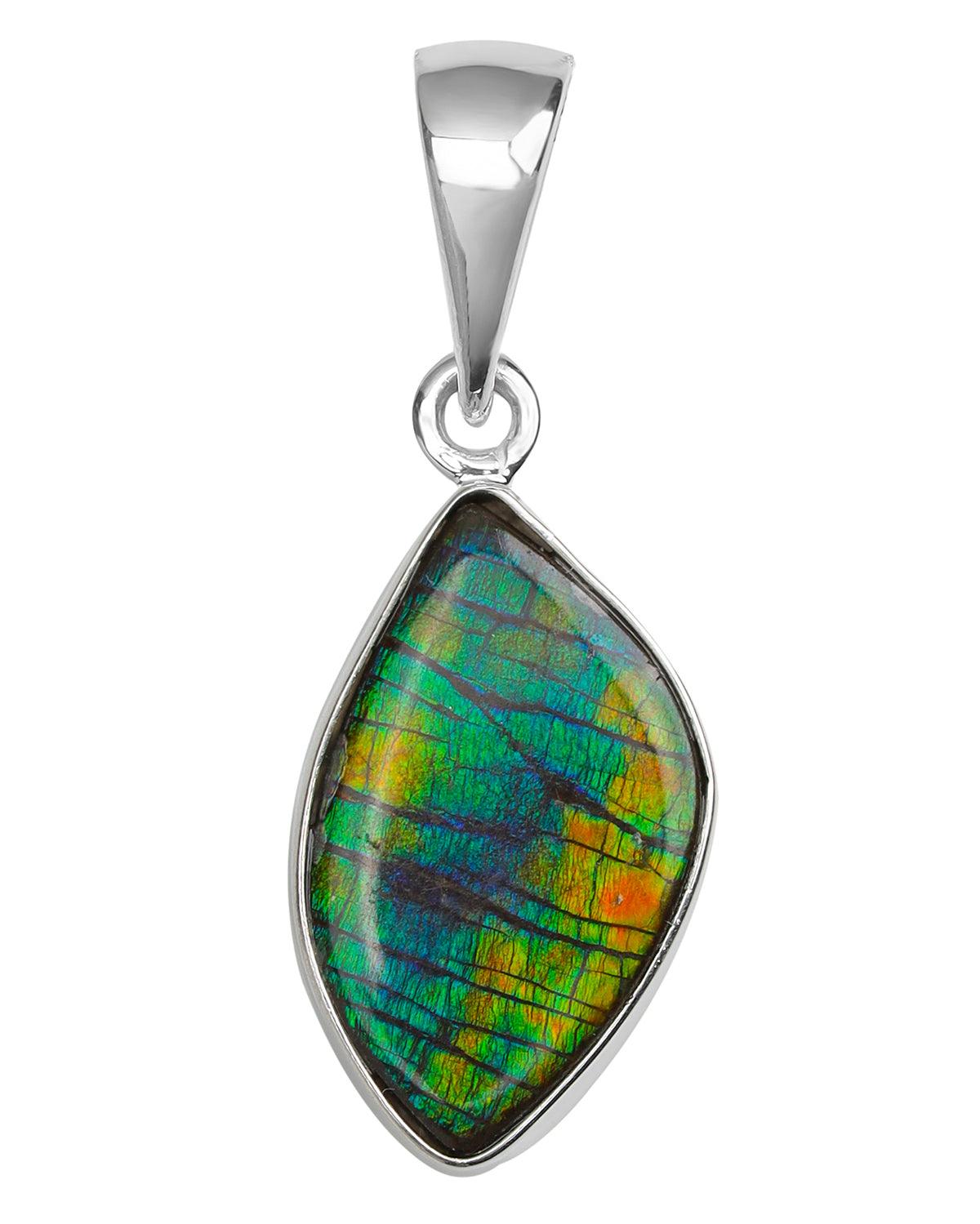 5.10 Ct. Ammolite 925 Sterling Silver Necklace Pendant Jewelry - YoTreasure