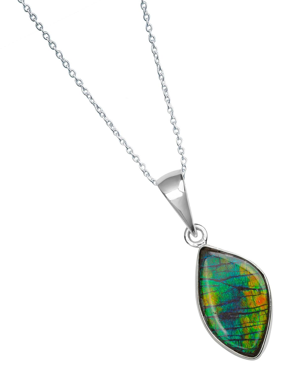 5.10 Ct. Ammolite 925 Sterling Silver Necklace Pendant Jewelry - YoTreasure