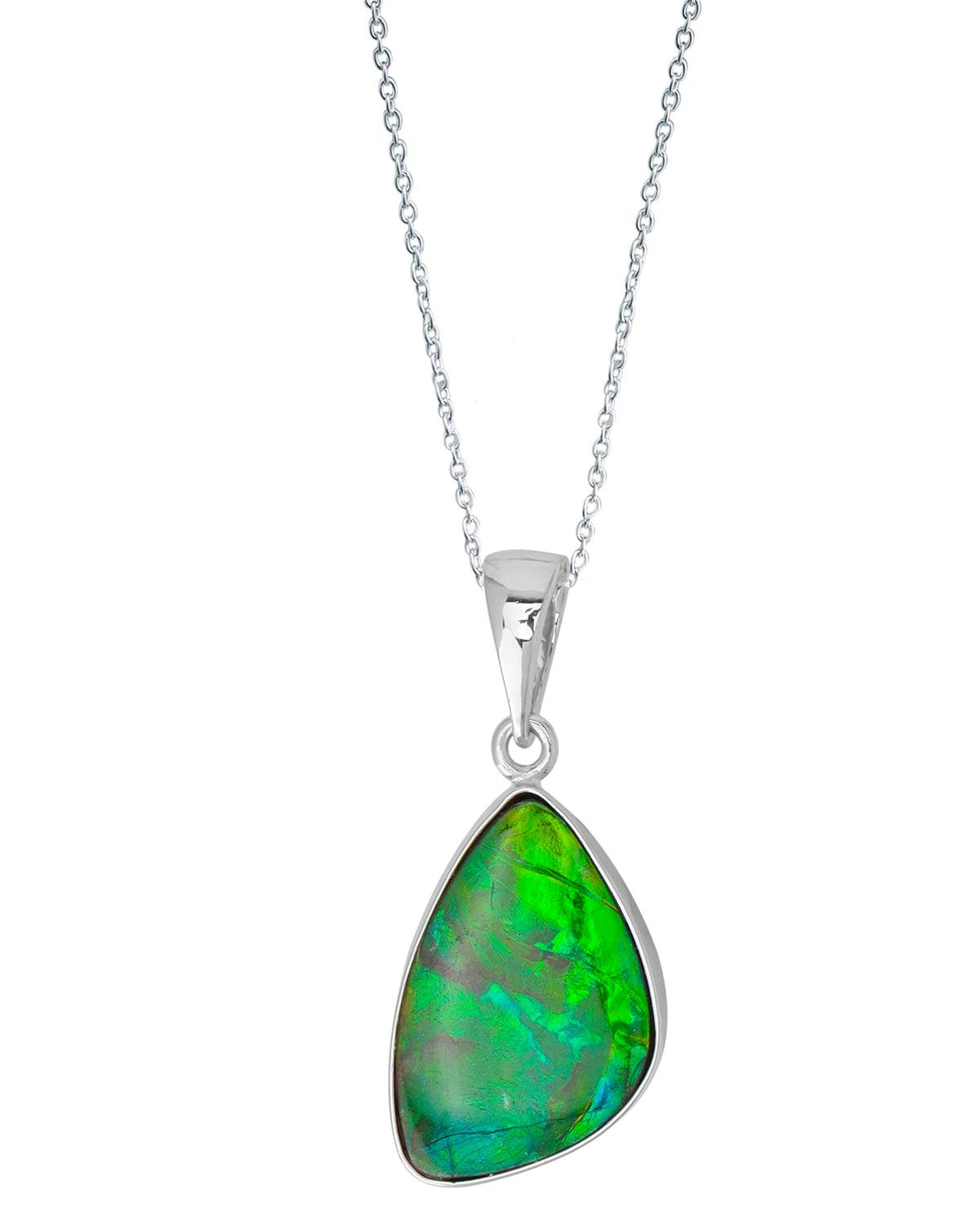 8.20 Ct. Ammolite Solid 925 Sterling Silver Necklace Pendant Jewelry - YoTreasure