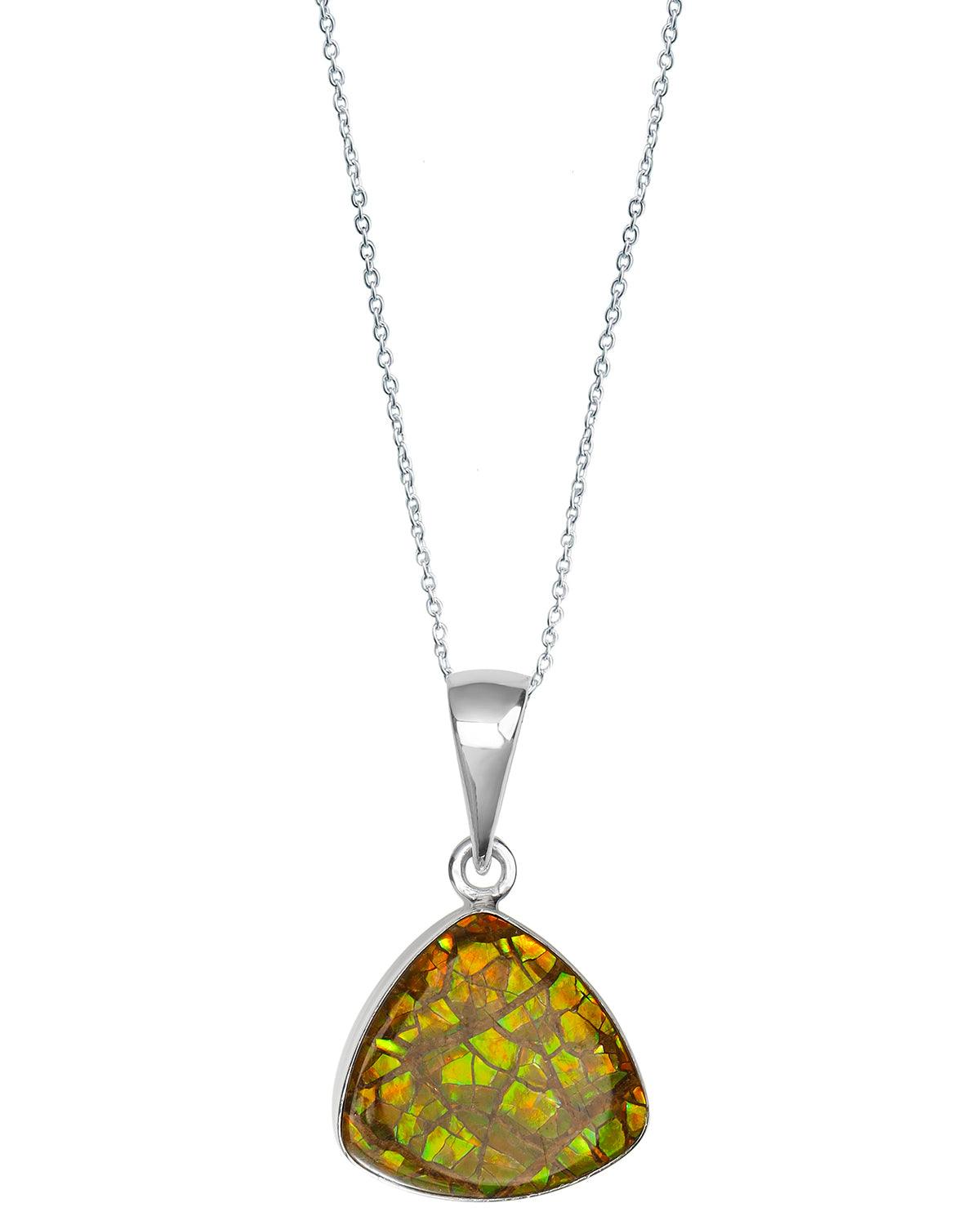 10.95 Ct. Ammolite .925 Sterling Silver Necklace Pendant Jewelry - YoTreasure