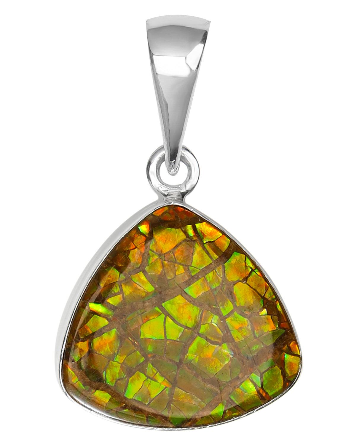 10.95 Ct. Ammolite .925 Sterling Silver Necklace Pendant Jewelry - YoTreasure