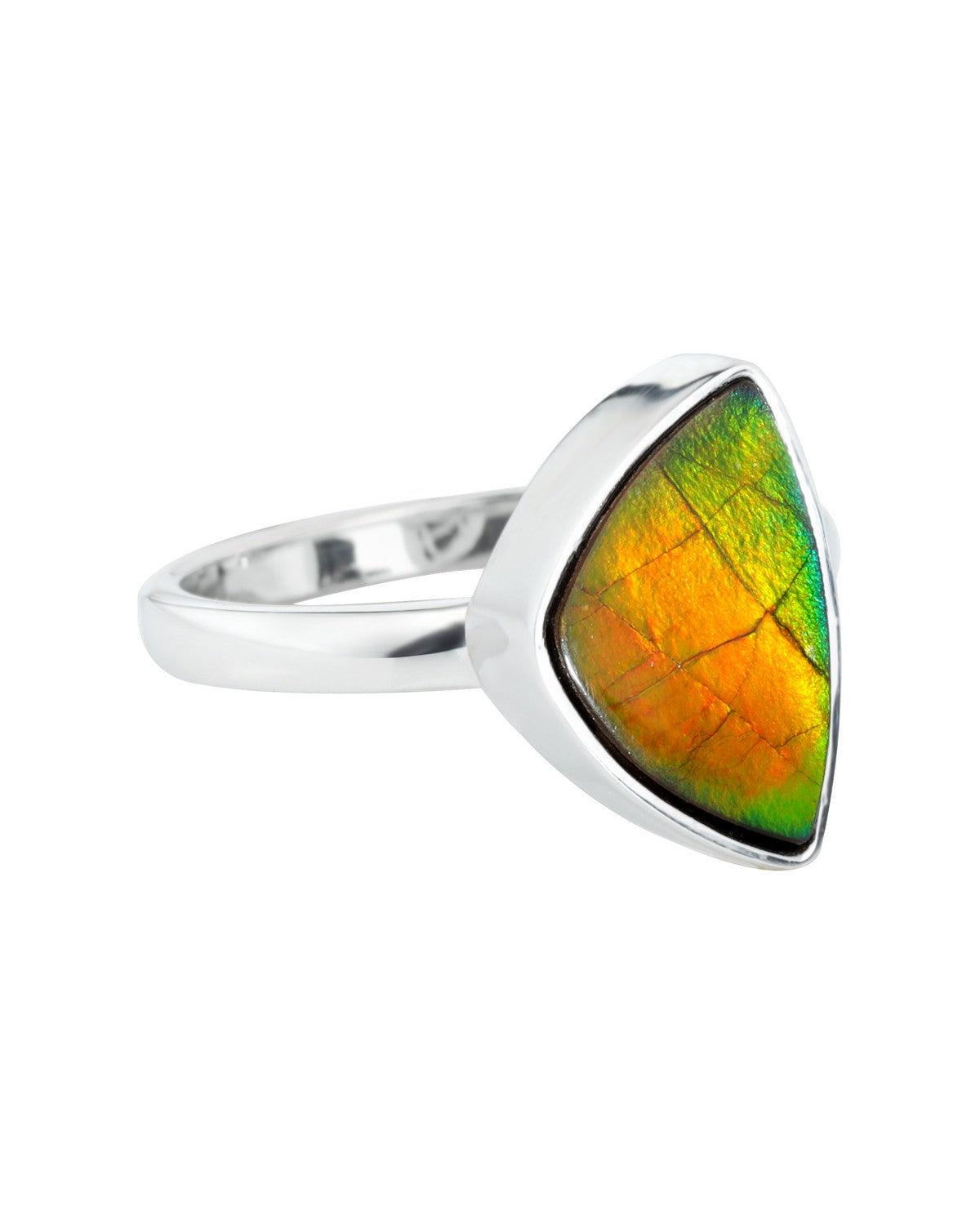 5.05 Ct. Ammolite Ring Solid 925 Sterling Silver Jewelry - YoTreasure
