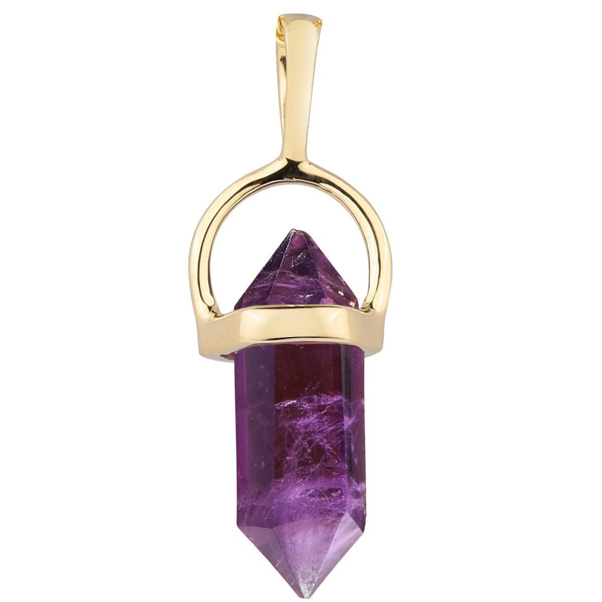 Amethyst Onyx Pencil Necklace 14kt Gold Over Silver Chain Pendant - YoTreasure