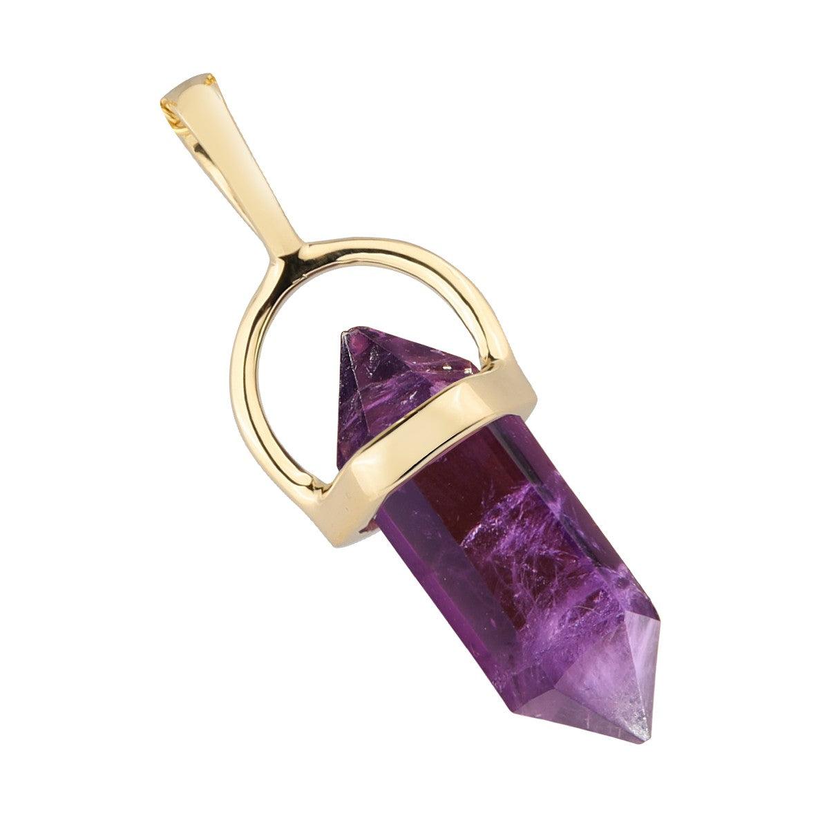 Amethyst Onyx Pencil Necklace 14kt Gold Over Silver Chain Pendant - YoTreasure