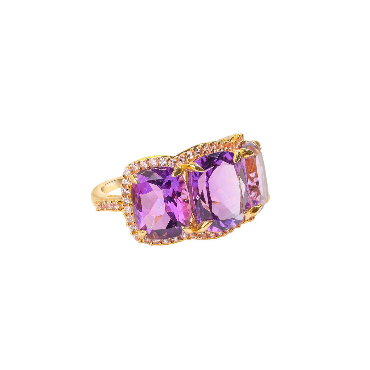 ボール PURPLE GEM 15P 8.51 Ct. Purple Amethyst Pink Sapphire 14K Yellow Gold