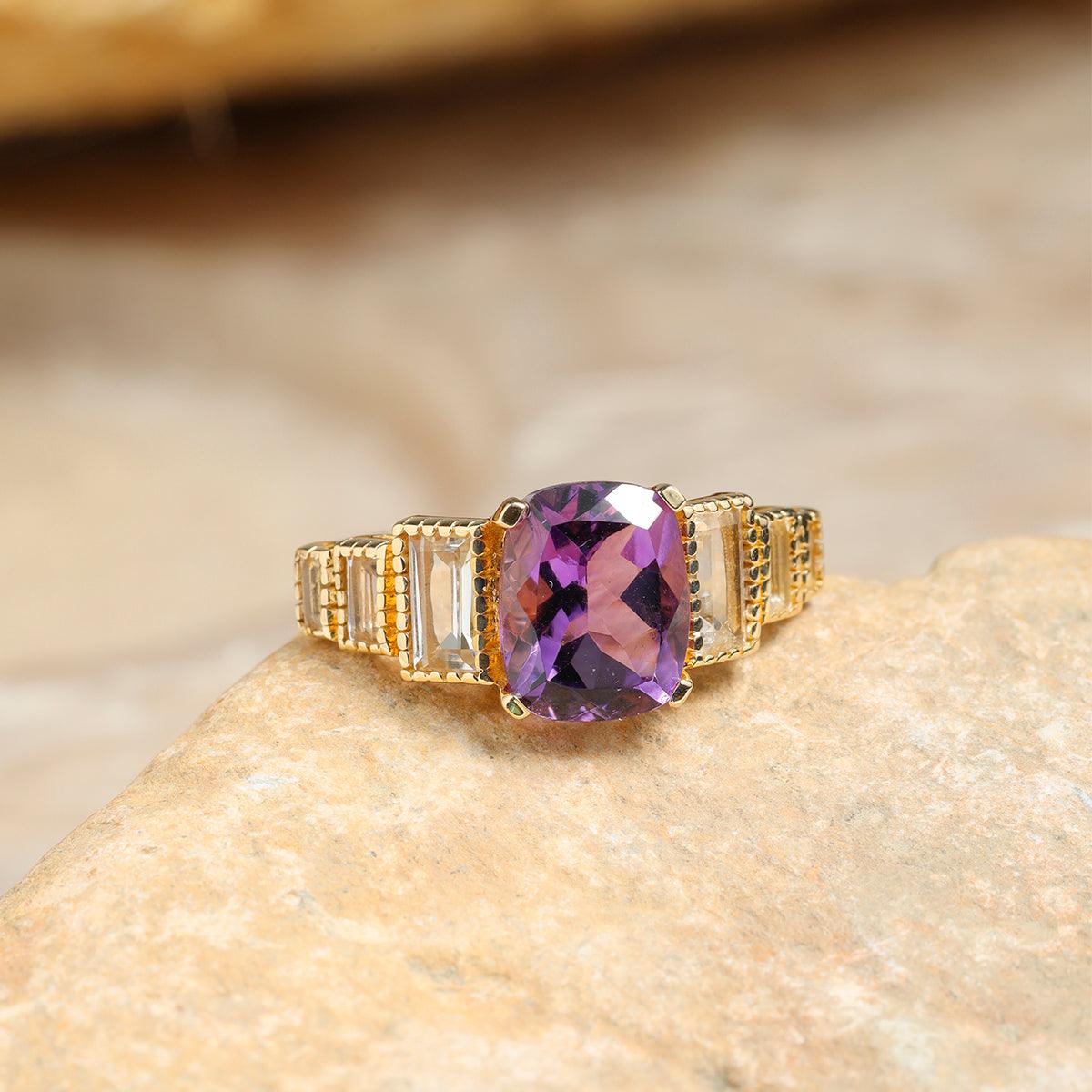 Citrine Amethyst Blue Topaz Rings in 14K Gold | JewelsForMe