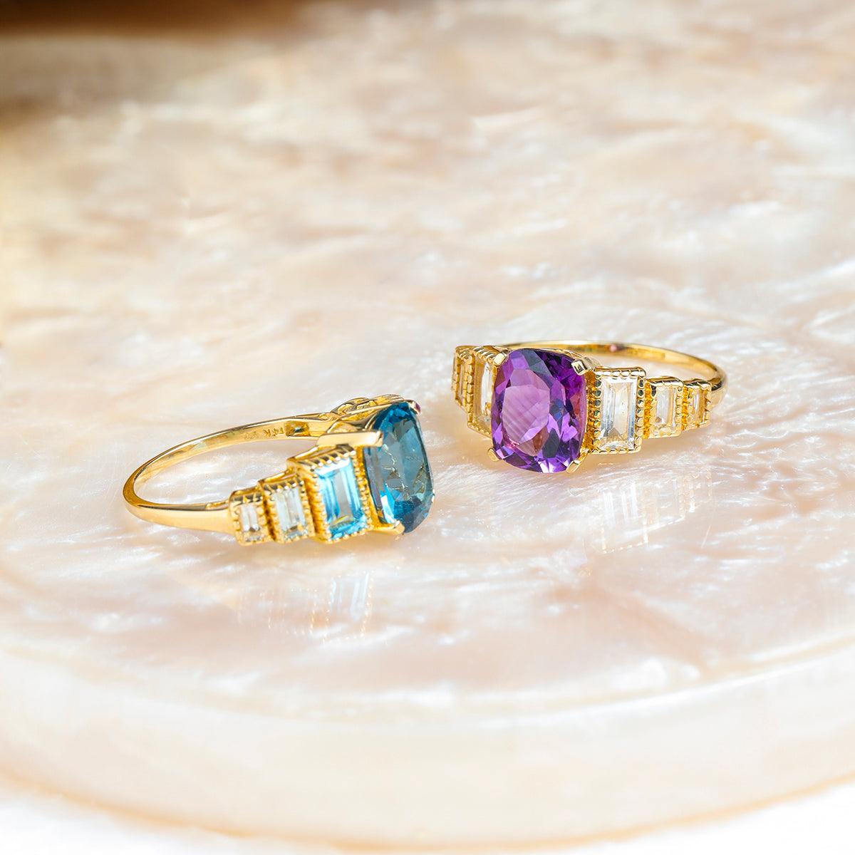 9ct Yellow Gold Topaz And Amethyst Ring | Ramsdens Jewellery