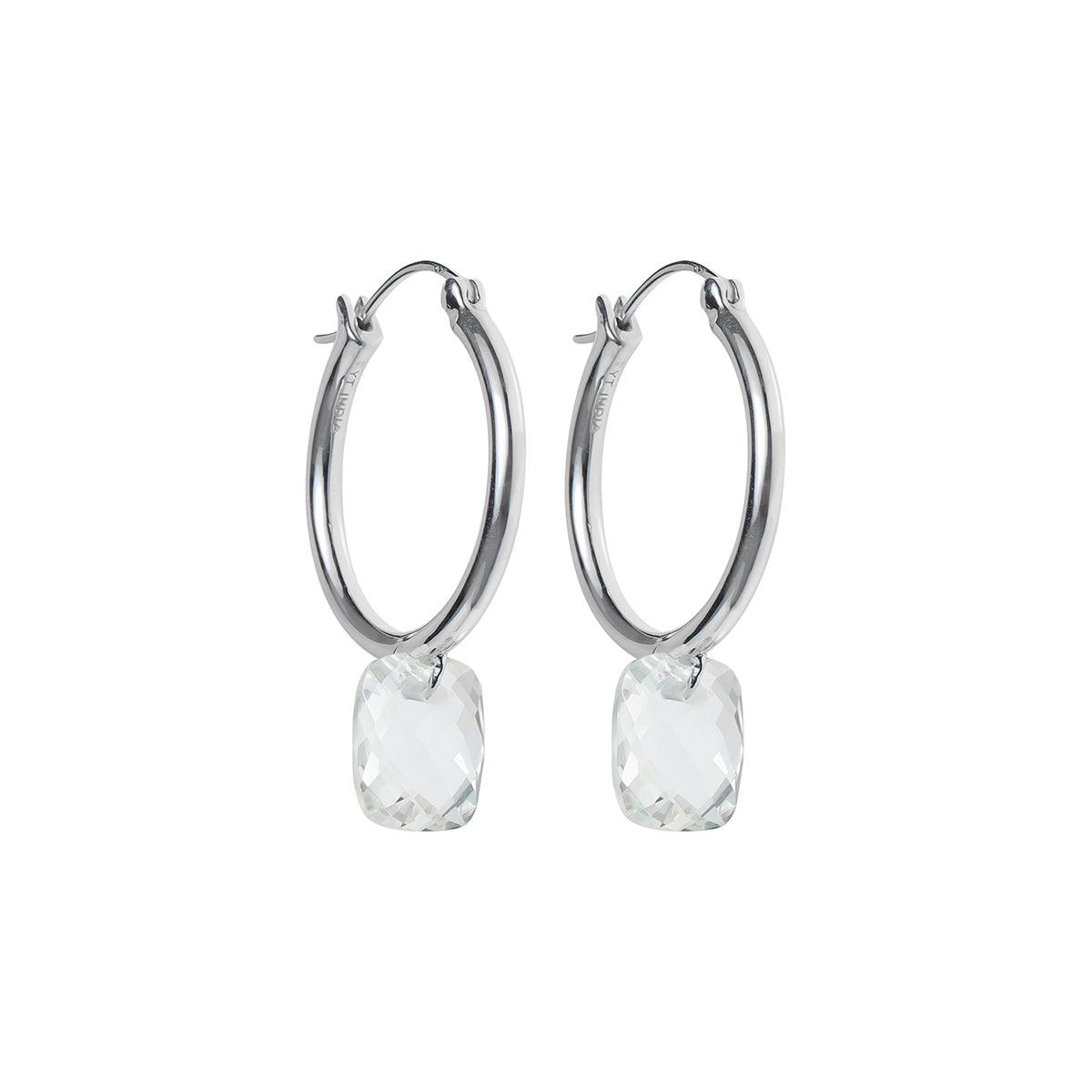 White Topaz Solid 925 Sterling Silver Hoop Earring - YoTreasure