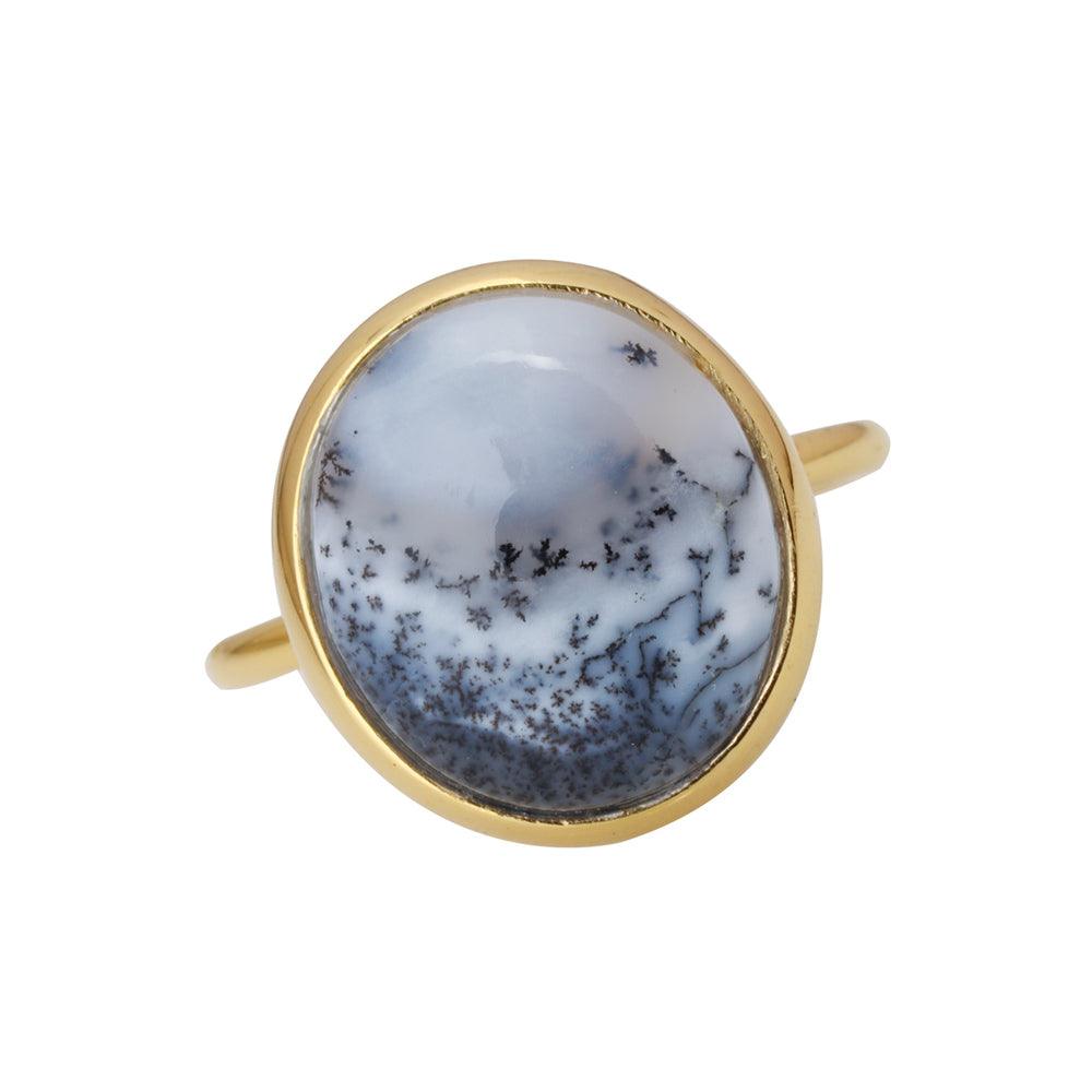 Dendritic Agate 14K Gold Plated Over 925 Silver Ring - YoTreasure