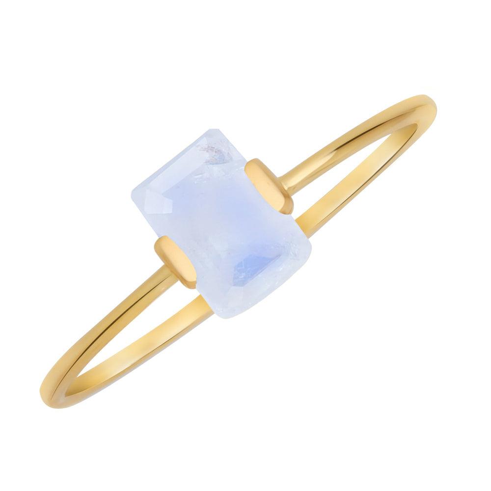 Rainbow Moonstone 14K Yellow Gold Solitaire Ring Jewelry - YoTreasure