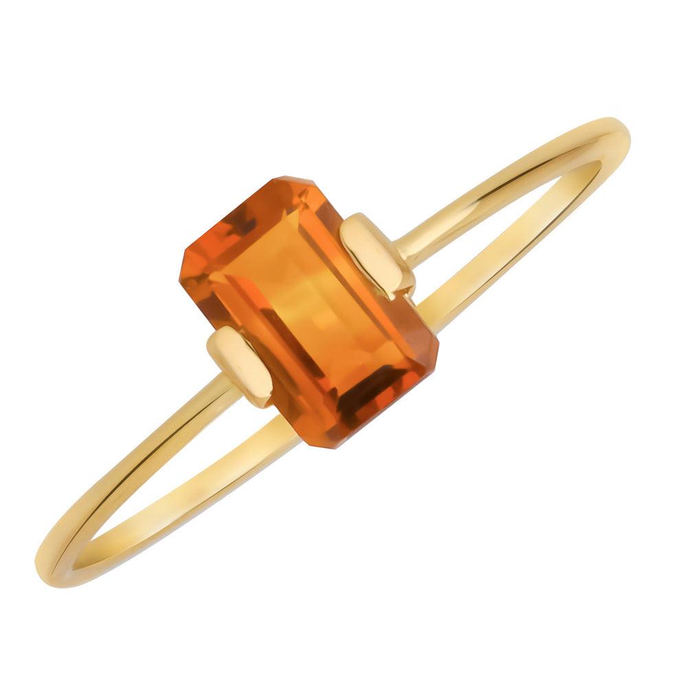 Natural Citrine Solitaire Ring 14K Yellow Gold Women Jewelry - YoTreasure