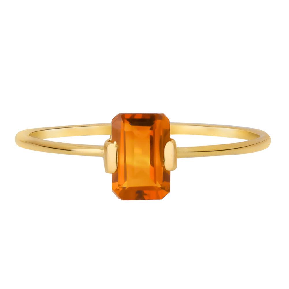 Natural Citrine Solitaire Ring 14K Yellow Gold Women Jewelry - YoTreasure