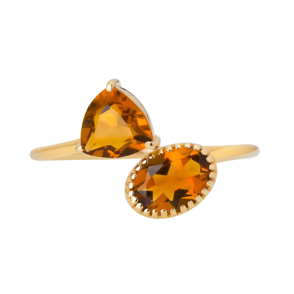 Natural Citrine Solid 14K Yellow Gold Adjustable Ring Jewelry - YoTreasure