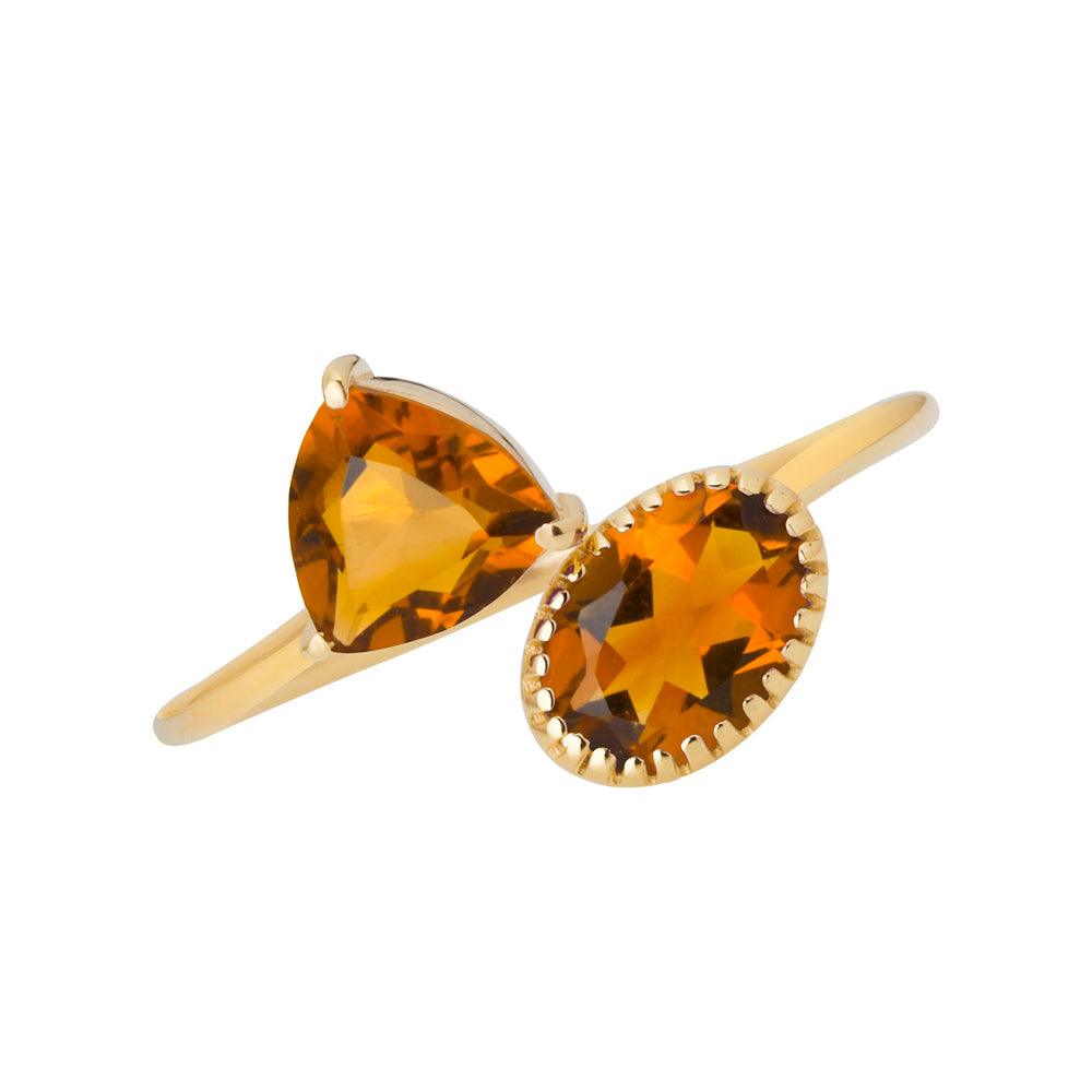 Natural Citrine Solid 14K Yellow Gold Adjustable Ring Jewelry - YoTreasure