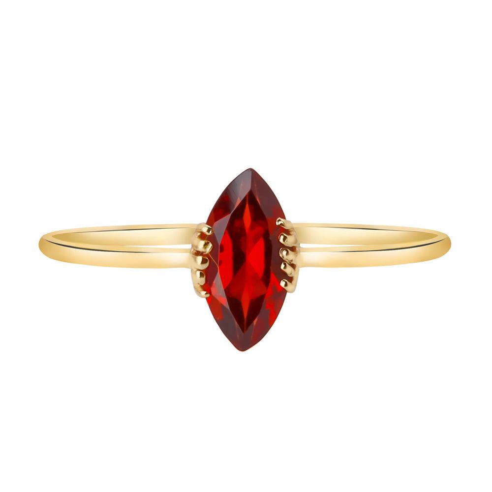 Red Garnet Solitaire Ring 14K Yellow Gold Women Jewelry - YoTreasure