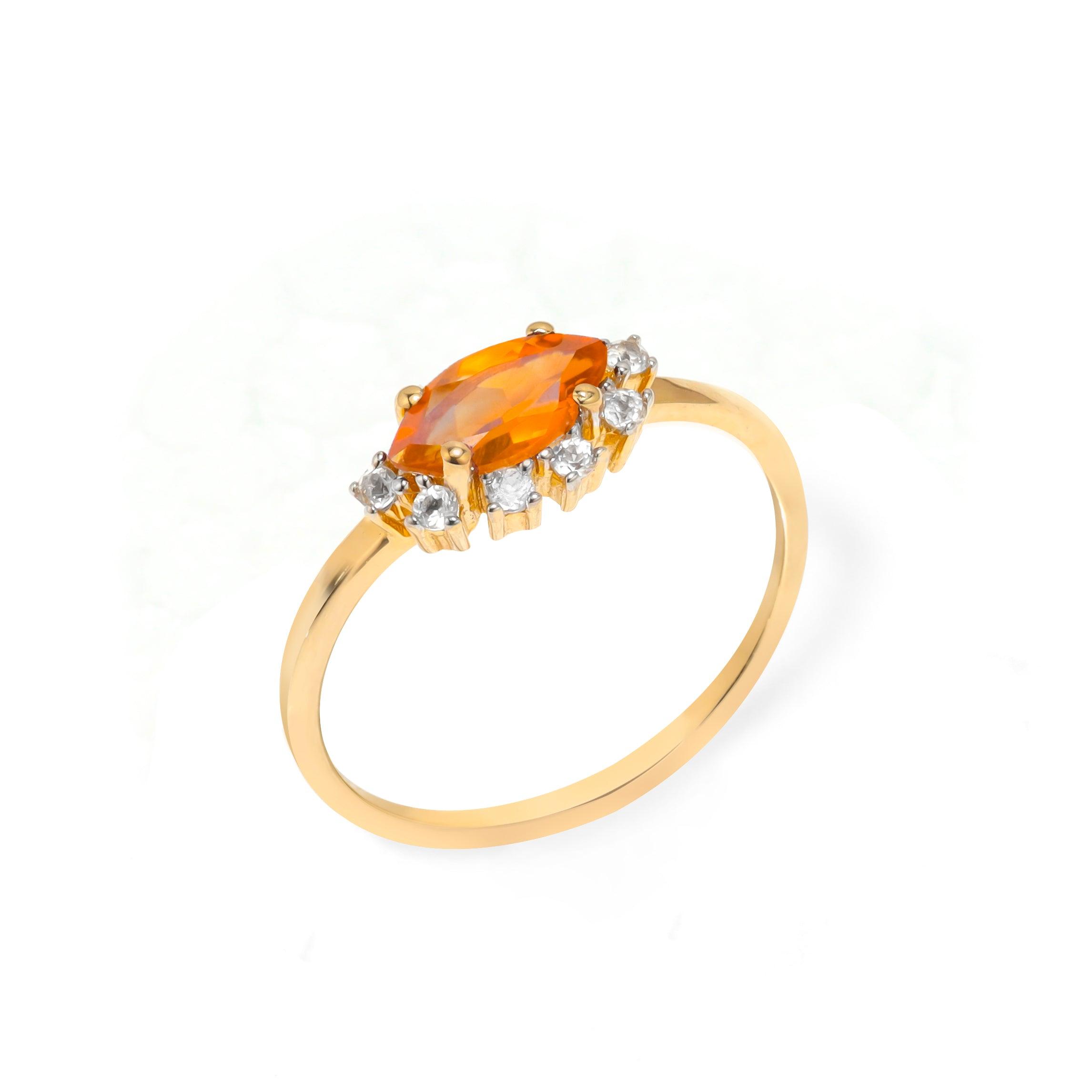 Citrine & White Topaz 10kt Yellow Gold Minimalist Ring (0.70 ct. t.w.) - YoTreasure