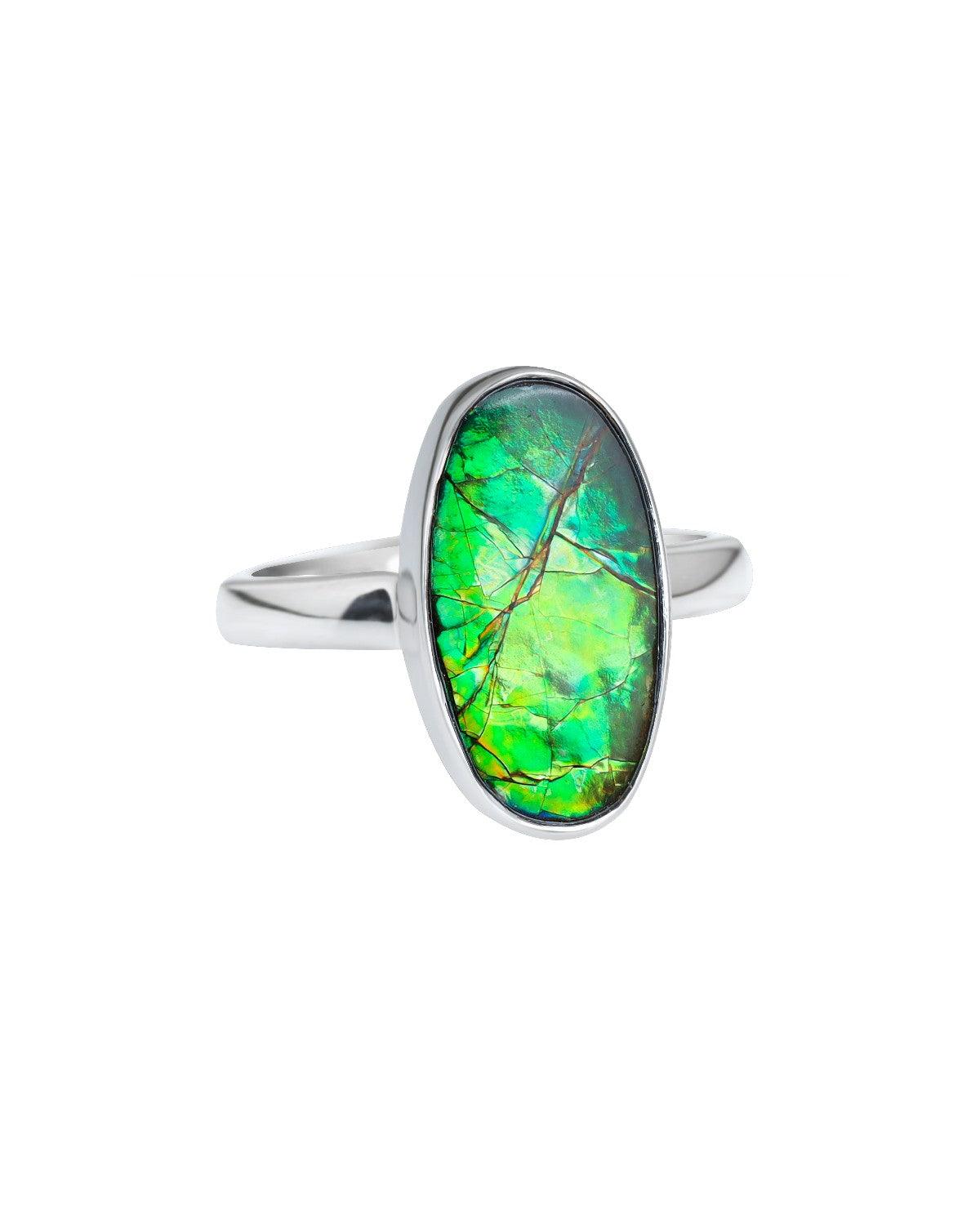 5.20 Ct. Ammolite Solid 925 Sterling Silver Statement Ring - YoTreasure