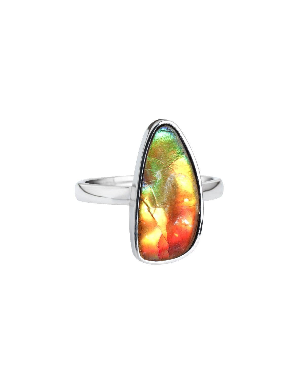 6 Ct. Ammolite Ring Solid 925 Sterling Silver Gemstone Jewelry - YoTreasure