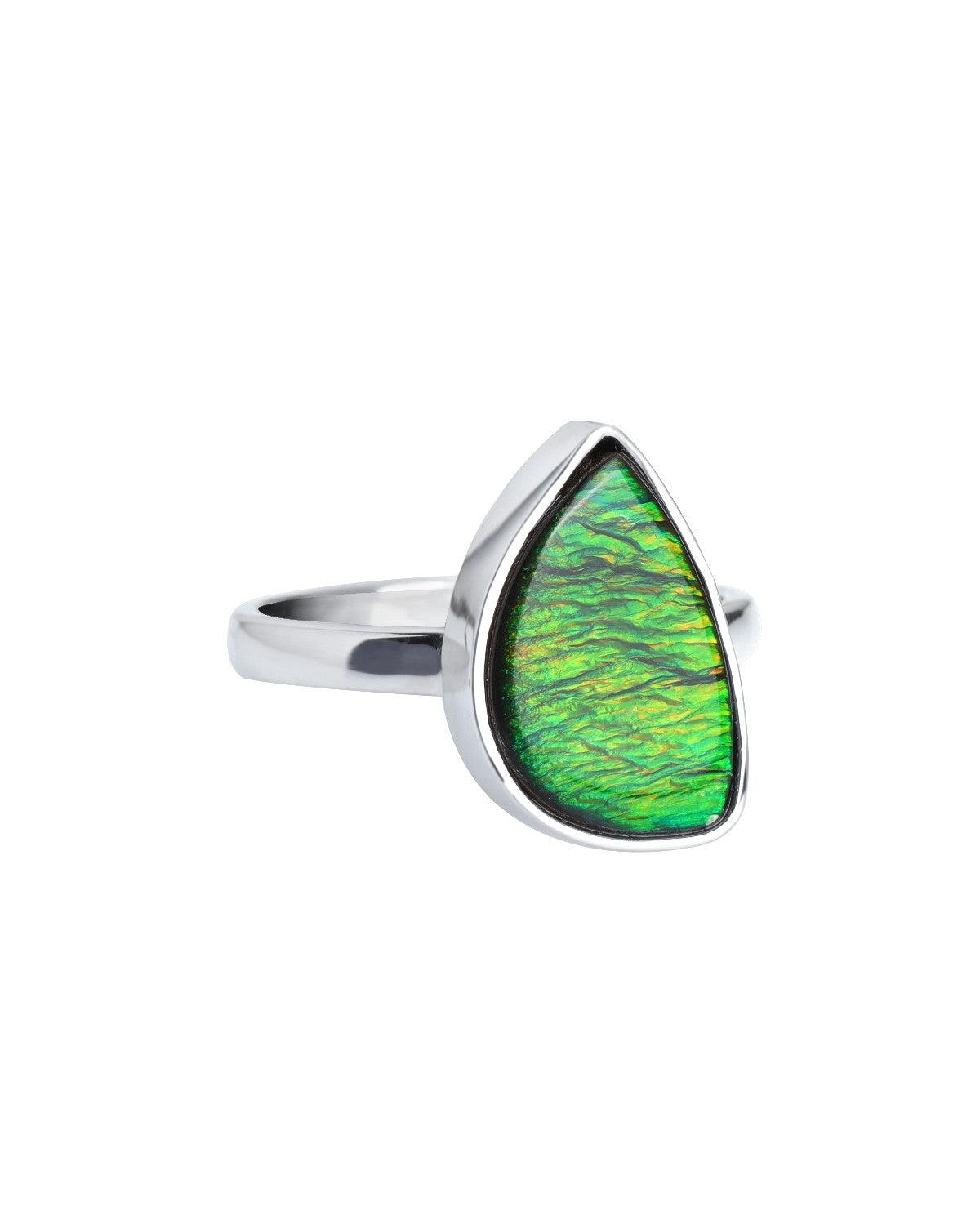 7.20 Ct. Ammolite Ring Solid 925 Sterling Silver Jewelry - YoTreasure