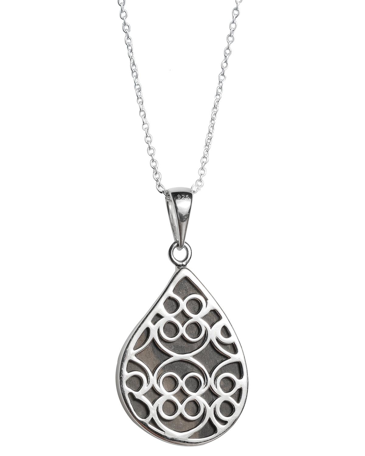 14.25 Ct. Ammolite Solid 925 Sterling Silver Necklace Pendant Jewelry - YoTreasure