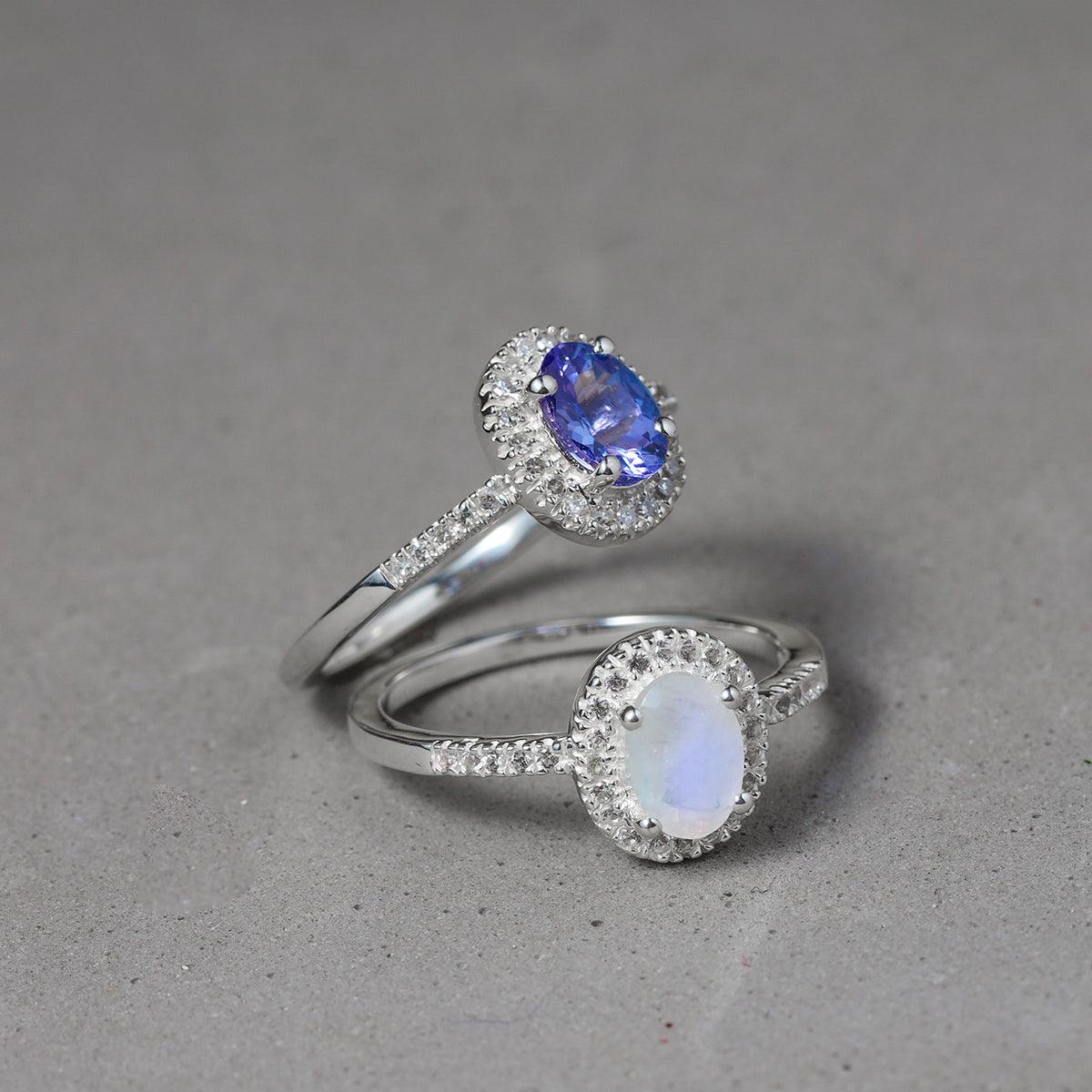 0.96 Ct. Moonstone Sapphire 10kt White Gold Engagement Ring Jewelry - YoTreasure