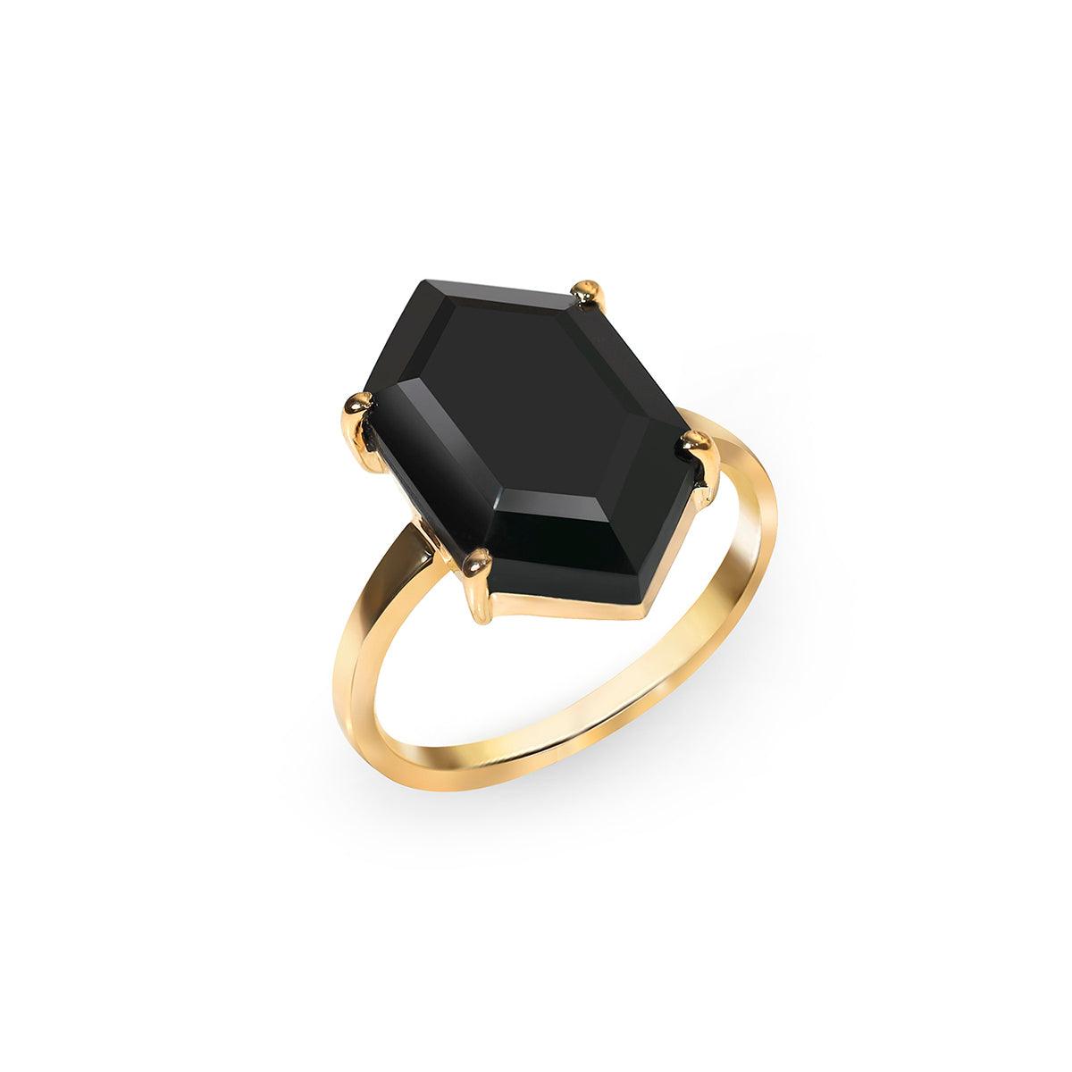 Black Onyx Ring 14k Gold Plated Over 925 Sterling Silver Jewelry