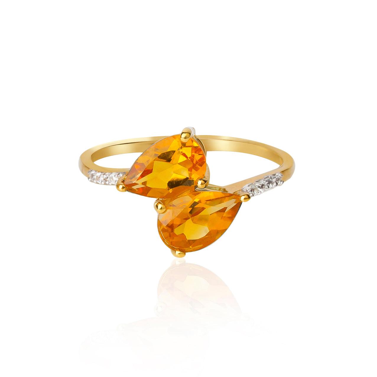 Natural Healing Crystal Citrine 10kt Yellow Gold Engagement Ring Jewelry - YoTreasure