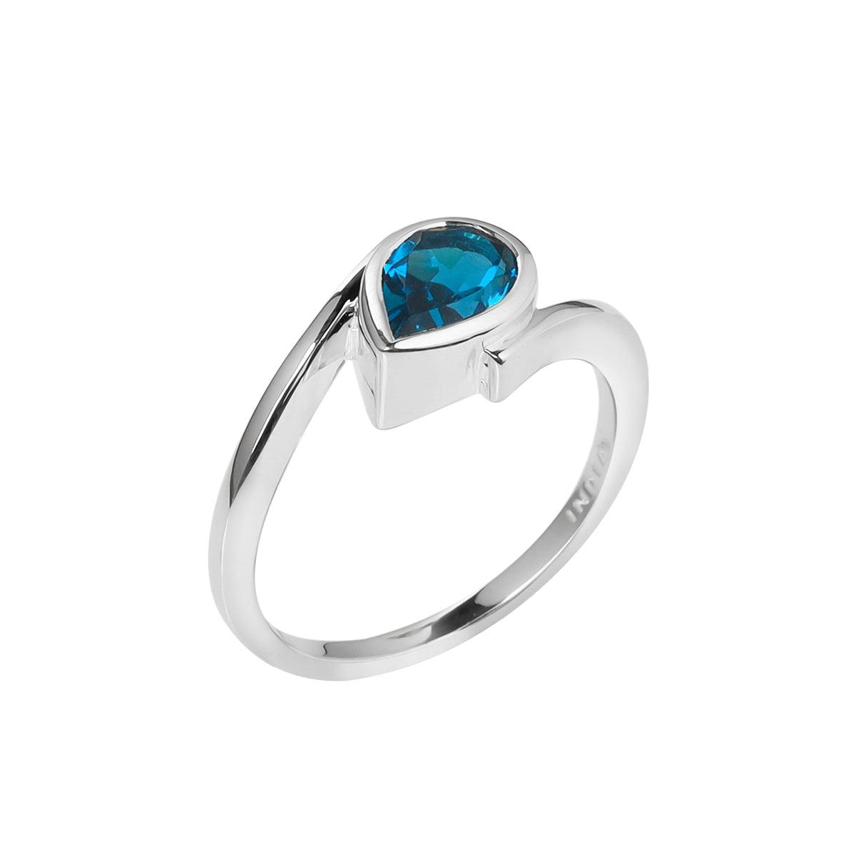 London Blue Topaz Solitaire Ring in Solid 925 Sterling Silver Jewelry - YoTreasure