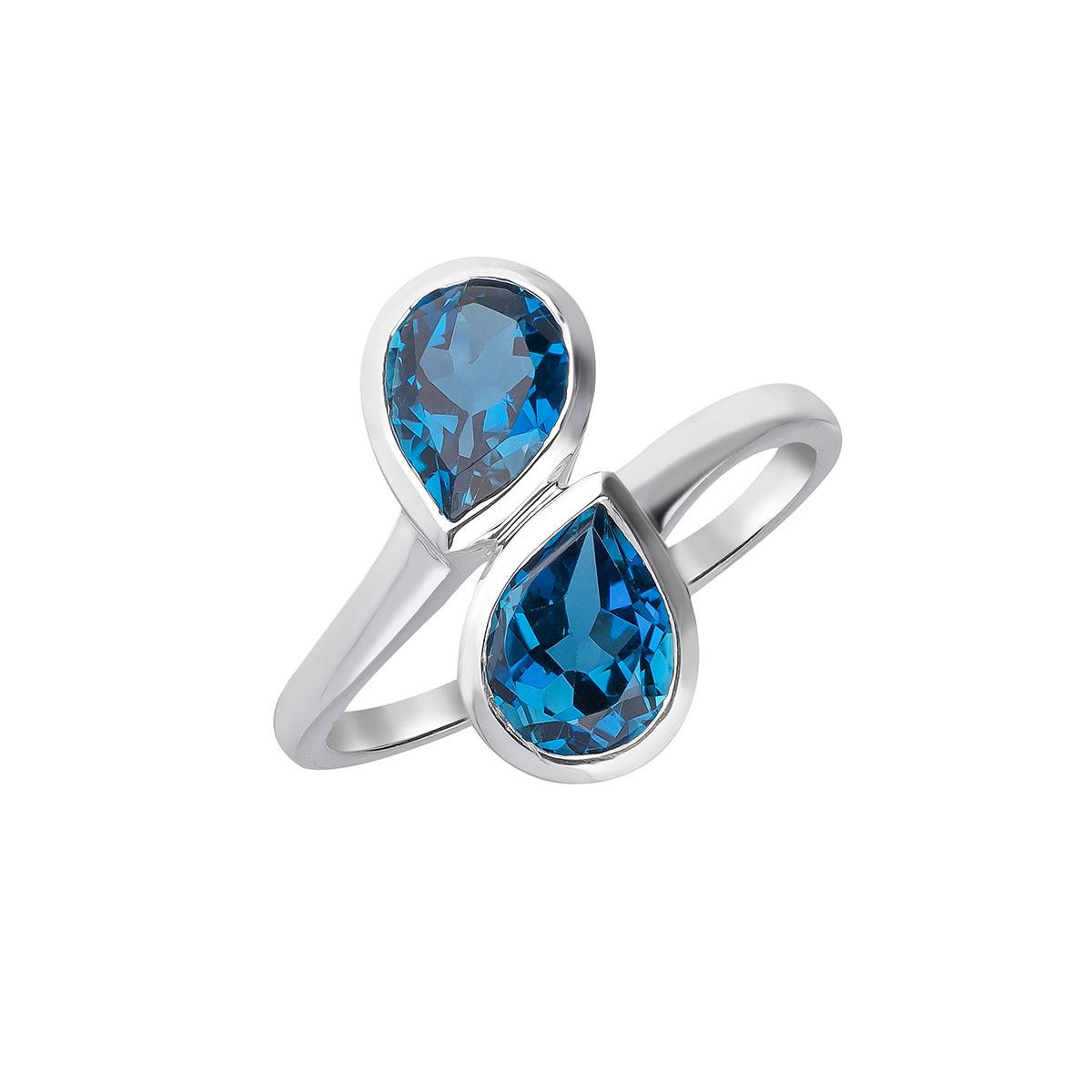 2.47 Ct. London Blue Topaz Ring Solid 925 Sterling Silver Jewelry - YoTreasure