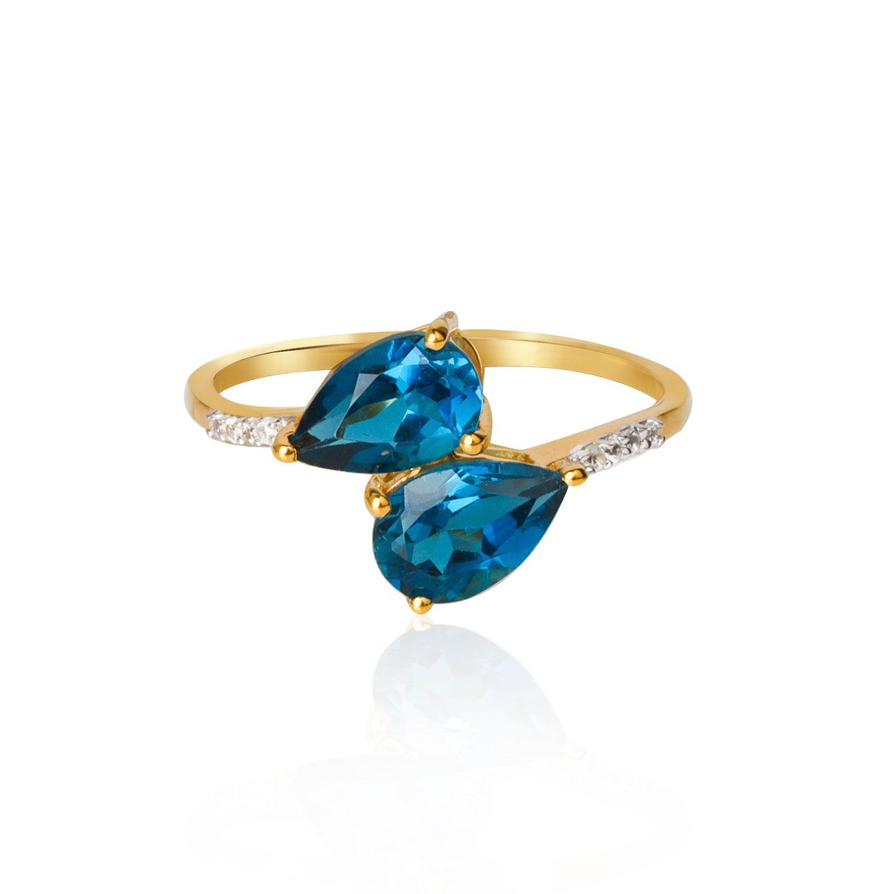 2.46 Ct. London Blue Topaz 10kt Yellow Gold Engagement Ring Jewelry - YoTreasure