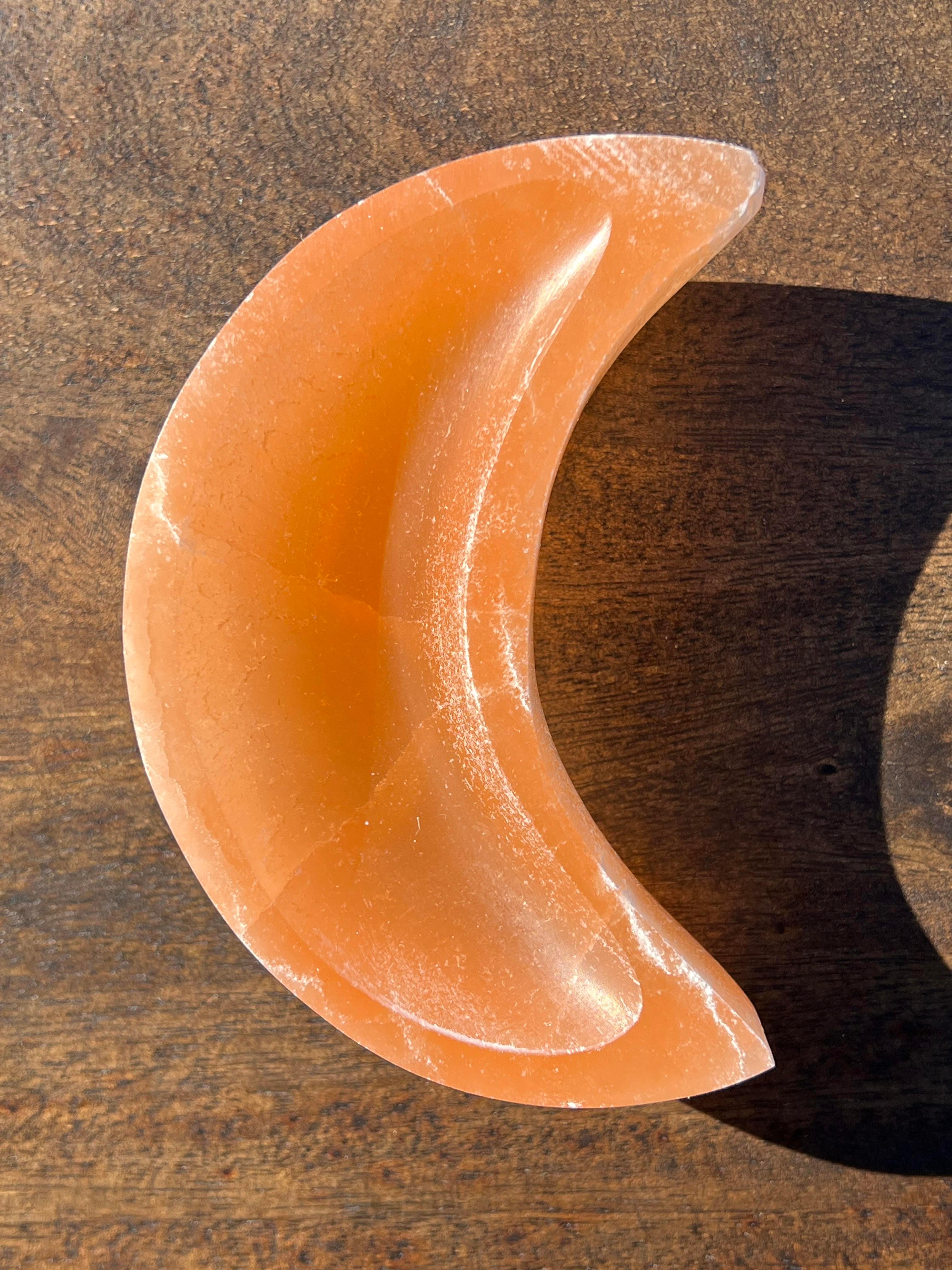 Natural Orange Moon Selenite Healing Ability Crystal Chargin Bowls - YoTreasure